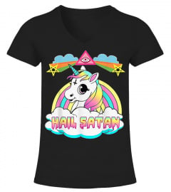 Hail Satan Unicorn TShirt - Funny Tee Rainbow Death Metal