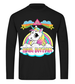 Hail Satan Unicorn TShirt - Funny Tee Rainbow Death Metal
