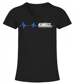 A Great Airstream tshirt with a blue neon heartbeat