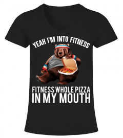 Fitness Whole Pizza In My Mouth Funny Bear T-Shirt