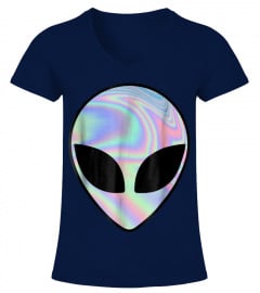 Alien Head Holographic Party Rave Trippy Shirt, men women
