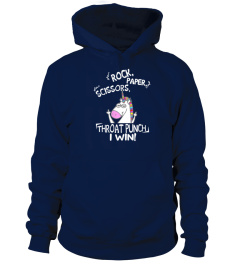 Rock paper scissors throat punch I win unicorn shirt