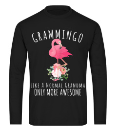 Womens Grammingo Like An Grandma Only Awesome Floral Flamingo Gift TShirt