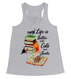 Life Is Better With Cats And Books Tshirt