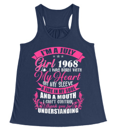 Womens I'm A July Girl 1968 T Shirt 51st Birthday Gift for Women