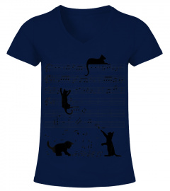 Cute Cat Kitty Playing Music Note Clef Musician Art T-Shirt