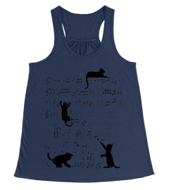 Cute Cat Kitty Playing Music Note Clef Musician Art T-Shirt