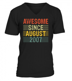 Awesome Since August 2007 Shirt Vintage 12th Birthday Gift