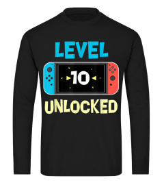 Level 10 unlocked Switch Gamer 10th Birthday Gift T-shirt