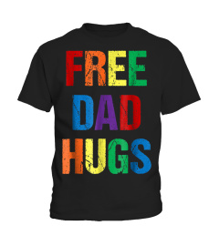 Mens Free Dad Hugs T-Shirt for Men, LGBTQ Gay Pride Rainbow