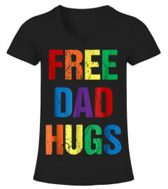 Mens Free Dad Hugs T-Shirt for Men, LGBTQ Gay Pride Rainbow