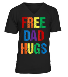 Mens Free Dad Hugs T-Shirt for Men, LGBTQ Gay Pride Rainbow