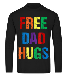 Mens Free Dad Hugs T-Shirt for Men, LGBTQ Gay Pride Rainbow