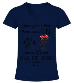 Once Upon A Time There Was Girl Who Loved Dog and Horse Paws T-Shirt