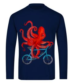 Octopus on bicycle Tee Shirt - Cycling octopus