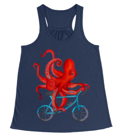 Octopus on bicycle Tee Shirt - Cycling octopus