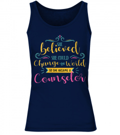 Womens Believed She Can Change The World School Counselor Shirt  V-Neck T-Shirt
