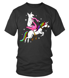 Bull Terrier Ride Riding Flamingo Unicorn Mother Day Shirt