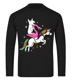 Bull Terrier Ride Riding Flamingo Unicorn Mother Day Shirt