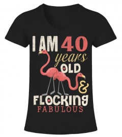 Flamingo 40th Birthday Shirt 40 Years Old Bday Gift