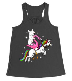 Bull Terrier Ride Riding Flamingo Unicorn Mother Day Shirt