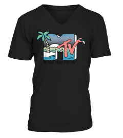 MTV Beach Island Flamingo Logo Vintage Graphic T-Shirt