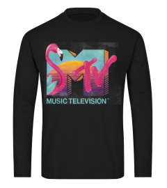 MTV Distressed Retro Flamingo Logo Fill T-Shirt