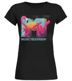 MTV Distressed Retro Flamingo Logo Fill T-Shirt