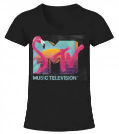 MTV Distressed Retro Flamingo Logo Fill T-Shirt
