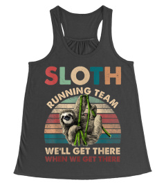 Vintage Sloth Running Team We'll Get There Funny Sloth Shirt