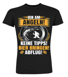 Bin am Angeln Lustiges T-Shirt für Bier trinkende Angler