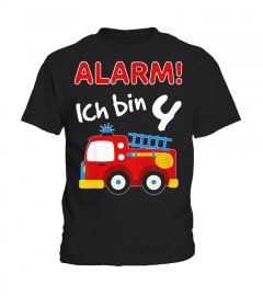 Kinder Feuerwehrauto T-Shirt 4. Geburtstag Jungen 4 Jahre Shirt