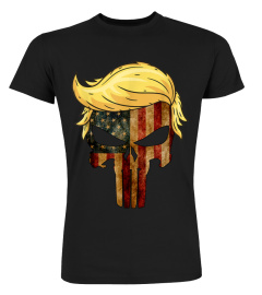 Skull with iconic Trump Hair president Flag America Tshirt