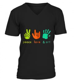 Peace Love Art Tshirt Fingers Hand Sign