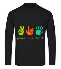 Peace Love Art Tshirt Fingers Hand Sign