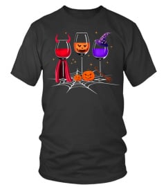 halloween wine glass shirt witch pumpkin