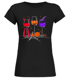 halloween wine glass shirt witch pumpkin