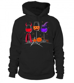 halloween wine glass shirt witch pumpkin