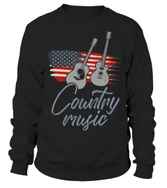 Country Music Guitar American Flag Design Western Gift T-Shirt