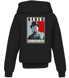 Winston Churchill Never Surrender Union Jack T-Shirt Hoodie