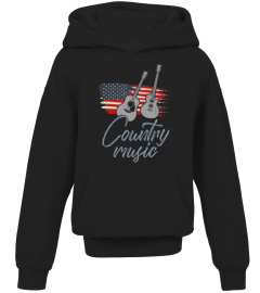 Country Music Guitar American Flag Design Western Gift T-Shirt