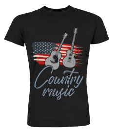 Country Music Guitar American Flag Design Western Gift T-Shirt