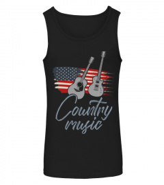 Country Music Guitar American Flag Design Western Gift T-Shirt