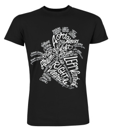 Anatomisches Herz-weißes Wort-Kunst-medizinisches T-Shirt