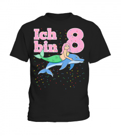 Kinder Achter 8. Geburtstag Meerjungfrau Delfin Ich Bin Acht 8  T-Shirt