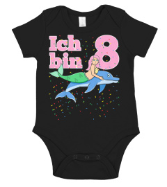 Kinder Achter 8. Geburtstag Meerjungfrau Delfin Ich Bin Acht 8  T-Shirt