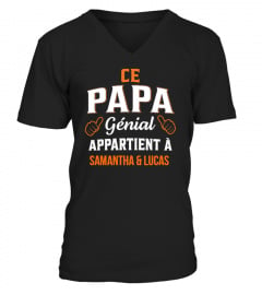 T-Shirt personnalisé - Ce papa génial appartient à : prénom de enfant