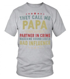Fathers Day Shirts - Funny Papa Partner In Crime Shirt Dad Father Grandfathers Long Sleeve TShirt