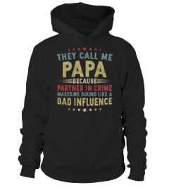 Fathers Day Shirts - Funny Papa Partner In Crime Shirt Dad Father Grandfathers Long Sleeve TShirt