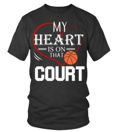 Basketball Tshirt - My Heart is on that Court Basketball Mom Dad Gift Men Women Pullover Hoodie
